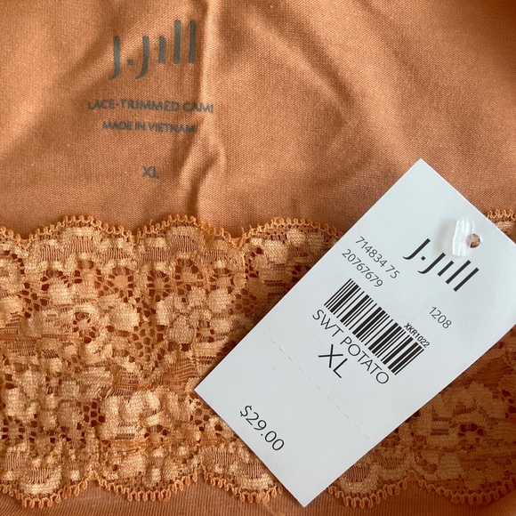 J. JILL Women's Lace Trim Cami Orange Sleeveless Tank Top Stretch NWT $29 Sz XL - Picture 6 of 6
